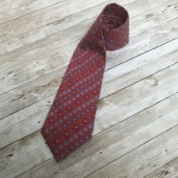 Christian Lacroix Mens Tie Necktie Navy Red Floral 100% Silk Made in Italy - Picture 3 of 8